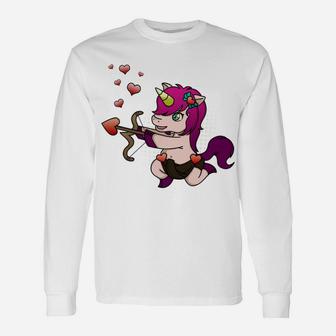 Unicorn Cupid Valentines Day Valentine Long Sleeve T-Shirt - Seseable