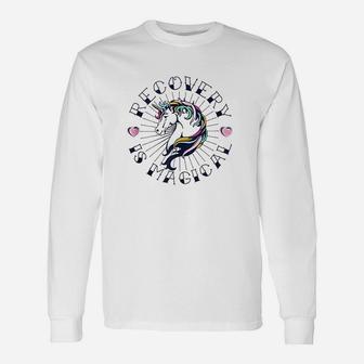 Unicorn Tattoo Art Recovery Is Magical Na Aa Sobriety Gift Unisex Long Sleeve | Crazezy CA