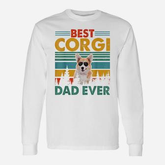 Vintag Retro Best Corgi Dog Dad Happy Father's Day Dog Lover Unisex Long Sleeve | Crazezy