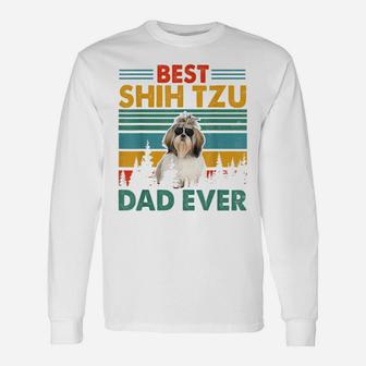 Vintag Retro Best Shih Tzu Dad Happy Father's Day Dog Lover Unisex Long Sleeve | Crazezy
