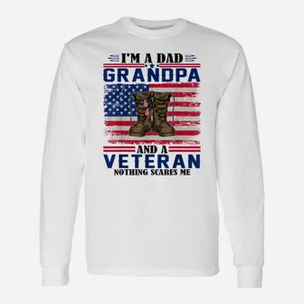 Vintage I'm A Dad Grandpa And A Veteran Nothing Scares Me Unisex Long Sleeve | Crazezy AU