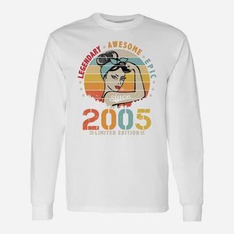 Vintage Legendary Awesome Epic Since 2005 Retro Birthday Sweatshirt Unisex Long Sleeve | Crazezy DE