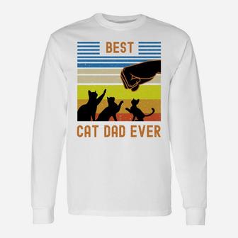 Vintage Retro Best Cat Dad Ever Fist Bump For Fur Daddies Unisex Long Sleeve | Crazezy DE