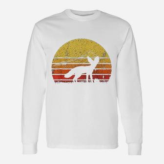 Vintage Retro Fennec Fox Silhouette Sunset Distressed Funny Unisex Long Sleeve | Crazezy