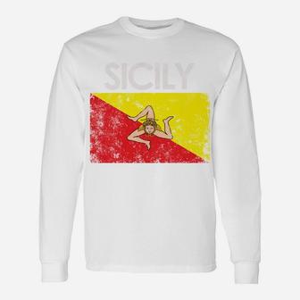 Vintage Sicily Sicilian Flag Pride Gift Sweatshirt Unisex Long Sleeve | Crazezy