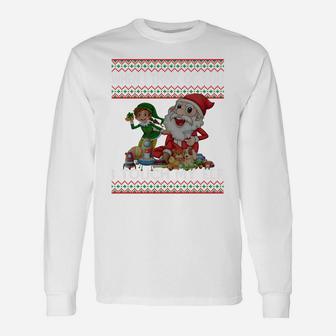 When I Think Of You I Touch My Elf Funny Ugly Christmas Sweatshirt Unisex Long Sleeve | Crazezy