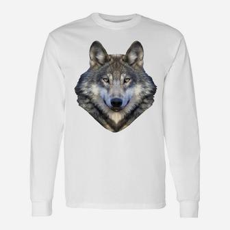 Wolf Shirt Wolf Spirit Animal Lone Wolf Face Cool Wolf Unisex Long Sleeve | Crazezy