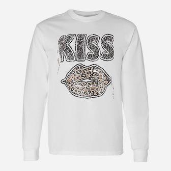 Women Leopard Kiss Lips Unisex Long Sleeve | Crazezy CA