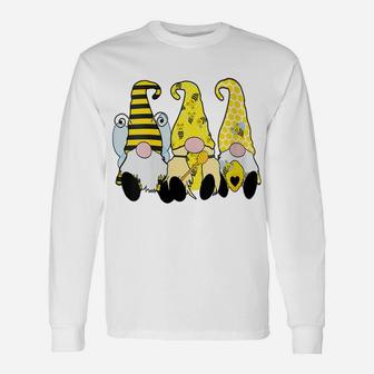 Womens 3 Cute Bee Gnomes Yellow Honey Bees Yellow Hats Unisex Long Sleeve | Crazezy CA
