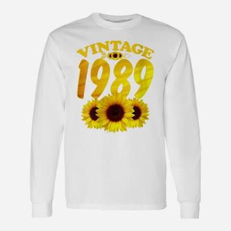 Womens 32Nd Birthday Vintage 1989 Sunflower Gifts 32 Years Old Bday Unisex Long Sleeve | Crazezy