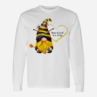 Womens Bee Kind Inspirational Gnome Unisex Long Sleeve | Crazezy