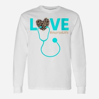 Womens Nurse Life Rn Lpn Cna Healthcare Cheetah Heart Leopard Funny Unisex Long Sleeve | Crazezy
