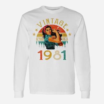Womens Retro Vintage 1981 Made In 1981 40 Years Old 40Th Birthday Unisex Long Sleeve | Crazezy