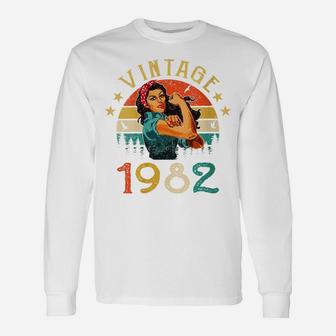 Womens Retro Vintage 1982 Made In 1982 39 Years Old 39Th Birthday Unisex Long Sleeve | Crazezy