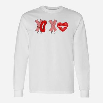 Xoxo Valentines Day Red Lips Happy Valentines Day Long Sleeve T-Shirt - Seseable