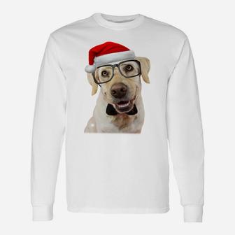Yellow Lab Shirt Glasses Tie Santa Hat Funny Christmas Gift Sweatshirt Unisex Long Sleeve | Crazezy AU