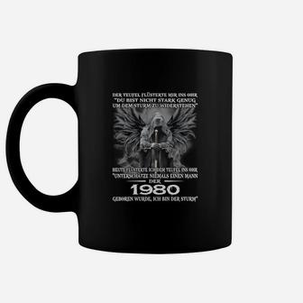 Jahrgang 1980 Geburtstagsmotiv Tassen für Herren, Schwarz Retro Style - Seseable