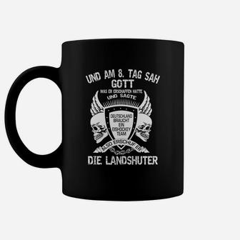 Landshuter Spruch & Totenkopf Schwarzes Herren Tassen - Seseable