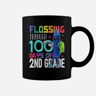 100 Days Of School Flossing Crayon 2Nd Grade Shirt For Kids Coffee Mug | Crazezy