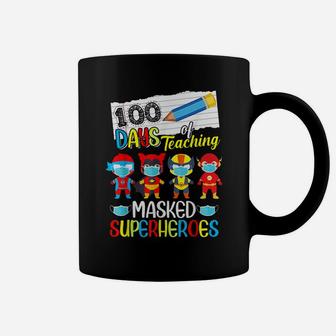 100 Days Of Teaching Masked Superheroes Virtual Teacher Gift Coffee Mug | Crazezy