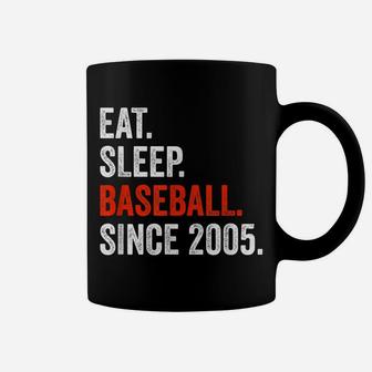 16Th Birthday Baseball Shirt Eat Sleep Since 2005 Girls Boys Coffee Mug | Crazezy UK