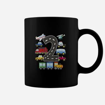 2 Years Old Transportation Birthday Car Train Plane 2Nd Gift Coffee Mug | Crazezy