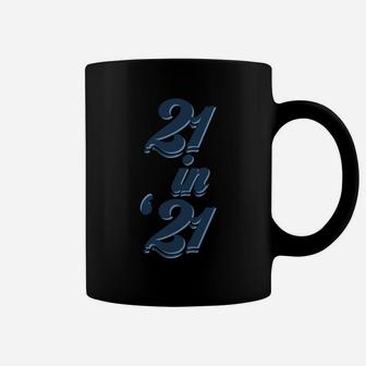 21St Birthday Born In 2000 Blue Retro Fonts 21 In 21 Coffee Mug | Crazezy