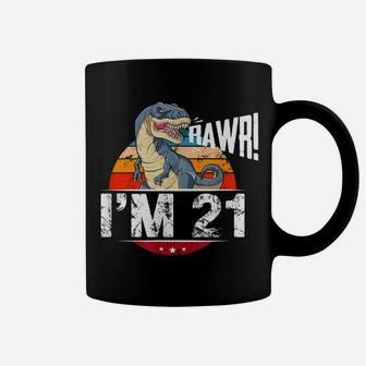 21St Birthday Dinosaur T Shirt 21 Years Old Party Gift Idea Coffee Mug | Crazezy
