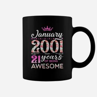 21St Birthday Floral Gift For Womens Born In January 2001 Coffee Mug | Crazezy