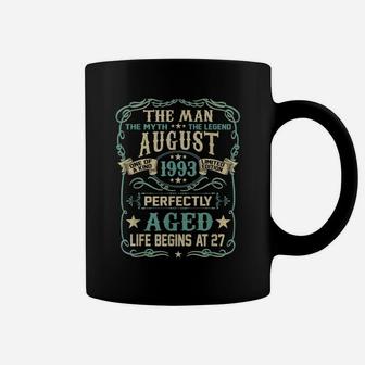 27Th Birthday Gift The Man Myth Legend Born In August 1993 Coffee Mug | Crazezy