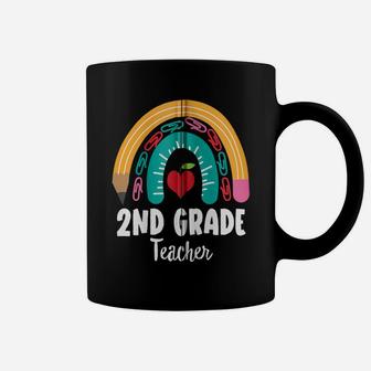 2Nd Grade Teacher, Funny Boho Rainbow For Teachers Zip Hoodie Coffee Mug | Crazezy
