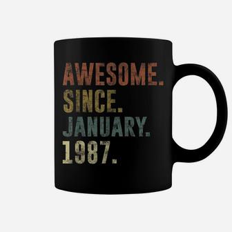 34Th Retro Birthday Gift Vintage Awesome Since January 1987 Coffee Mug | Crazezy