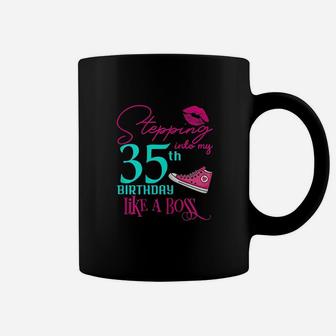 35Th Birthday Like A Boss Funny Step Pink Coffee Mug | Crazezy UK