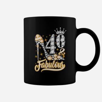 40 & Fabulous 40 Years Old 40Th Birthday Diamond Crown Shoes Coffee Mug | Crazezy AU
