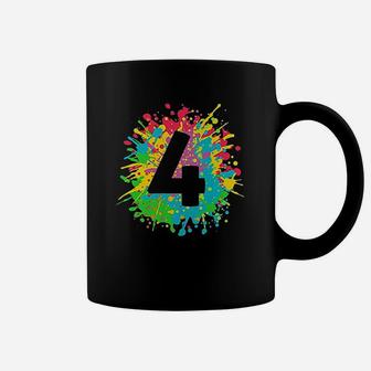 4Th Birthday For Kids Number 4 In Paint Splashes Coffee Mug | Crazezy CA