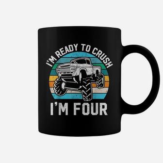 4Th Birthday Gift Monster Truck Ready To Crush Im 4 Year Old Coffee Mug | Crazezy