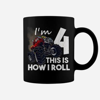 4Th Birthday T Shirt Boy Monster Truck 4 Years Old Gift Coffee Mug | Crazezy UK