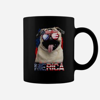4Th Of July American Flag Pugs Dog Lover Coffee Mug - Monsterry AU