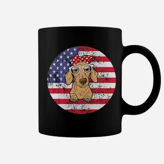 4Th Of July Gift Idea American Flag Dachshund Lovers Coffee Mug - Monsterry CA