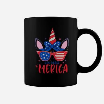 4Th Of July Patriotic God Bless Merica Unicorn Coffee Mug - Monsterry