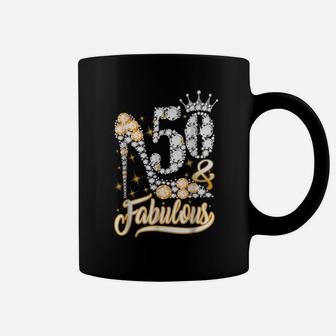 50 & Fabulous 50 Years Old 50Th Birthday Diamond Crown Shoes Coffee Mug | Crazezy AU