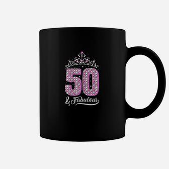 50 And Fabulous 50Th Birthday 50 Yrs Crown Pink Funny Gift Coffee Mug | Crazezy AU