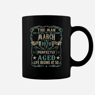 50Th Birthday Gift The Man Myth Legend Born In March 1970 Coffee Mug | Crazezy CA