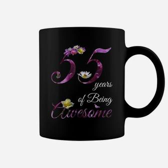 55 Year Old Shirt Awesome Floral 1964 55Th Birthday Gift Coffee Mug | Crazezy UK