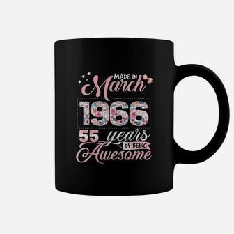 55Th Birthday Floral Gift Born In March 1966 Coffee Mug | Crazezy