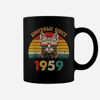 62Nd Birthday Gift Vintage Cat Mom & Dad Awesome Since 1959 Coffee Mug | Crazezy