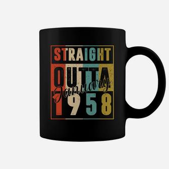 63 Years Old Retro Birthday Gift Straight Outta January 1958 Coffee Mug | Crazezy CA