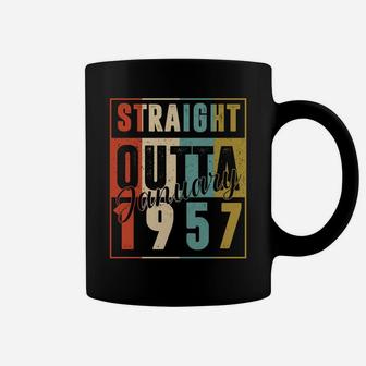 64 Years Old Retro Birthday Gift Straight Outta January 1957 Sweatshirt Coffee Mug | Crazezy