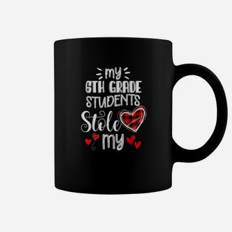 6Th Grade Teacher Valentines Day Plaid Heart Love Coffee Mug - Monsterry DE