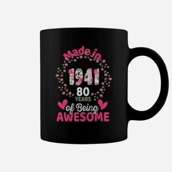 80 Years Old 80Th Birthday Born In 1941 Women Girls Floral Sweatshirt Coffee Mug | Crazezy UK